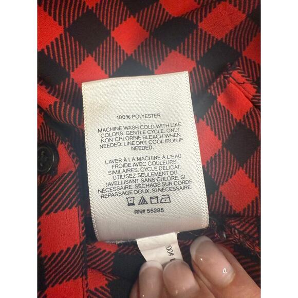 Express Buffalo Plaid Button Down Blouse Size S - Picture 6 of 6